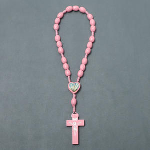 Vente en gros de bracelets de prière musulmans islamiques en perles de bois unisexes, chapelet noué avec croix Jésus, bijoux religieux - Product Image 3