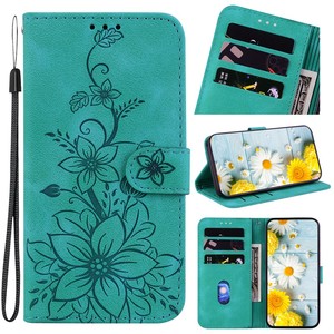Funda de Teléfono de Lujo con Patrón de Flores en Relieve, Funda Tipo Cartera de Cuero PU con Cordón para OPPO <span class=keywords><strong>Realme</strong></span> C100 4G C100i - Product Image 1