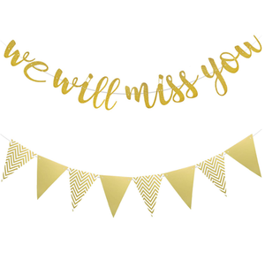 Oro y negro te extrañaremos banner colgante estrella foil remolinos papel pompones guirnalda para despedida Feliz jubilación <span class=keywords><strong>fiesta</strong></span> Decoración - Product Image 4