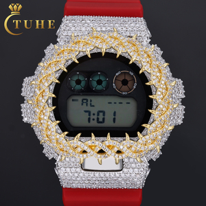 Boîtier de montre DW6900 Iced Out Thorn Design en argent 925 avec moissanite Hip Hop VVS D, accessoires de montre sertis de diamants - Product Image 1