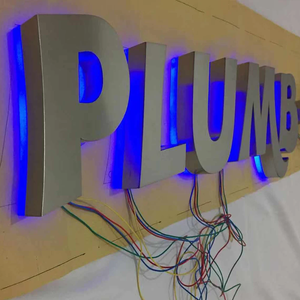 Enseigne personnalisée avec logo d'entreprise rétro-éclairé 3D LED Acier inoxydable et verre pour publicité directement de l'usine - Product Image 1