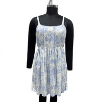 Robe midi plissée bleue à fleurs pour femme, 100 % coton respirant, décontractée, printemps-été, taille naturelle, coupe trapèze, avec poches