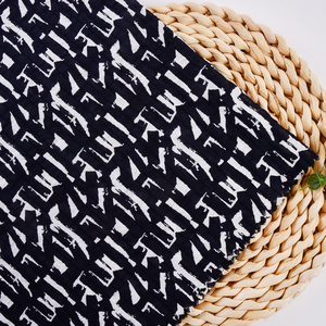 Bán Buôn Tùy Chỉnh Màu Đen Hình Học Muối Shrank Nhăn Nhăn Dệt Thoáng Khí 100% Cotton In Vải Cho Ăn Mặc Và Túi Xách - Product Image 3