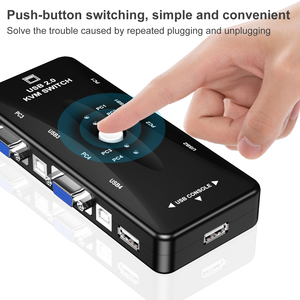 Répartiteur VGA USB 2.0 à 4 ports avec coque en plastique Imprimante <span class=keywords><strong>Souris</strong></span> <span class=keywords><strong>Clavier</strong></span> USB <span class=keywords><strong>KVM</strong></span> Commutateur VGA Accessoires Audio Vidéo en Stock - Product Image 3