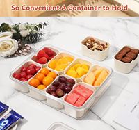 Boîte à goûter portable moderne en PP moulé par injection, écologique, avec 8 compartiments individuels, plateau de service divisé, couvercle et poignée