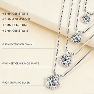 Collar con Colgante de Moissanita Redonda de 1, 2 o 3 Quilates, Chapado en Oro, Plata de Ley 925, VVS, con Certificado GRA - Product Image 6