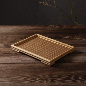 Japanese-style scholar's tea tray, dry brewing table, bamboo household solid wood <b>teacup</b> holder, handmade. - Product Image 3
