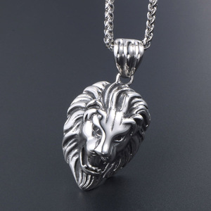Collar con colgante de cabeza de león, acero inoxidable, signo del zodiaco animal, joyería de moda para hombre SP073 - Product Image 2