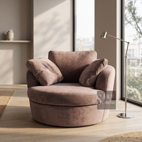 Fauteuil Canapé Simple Moderne en Velours OEM ODM avec Rembourrage en Éponge, Design Rotatif, Chaise Longue de Luxe pour Villa