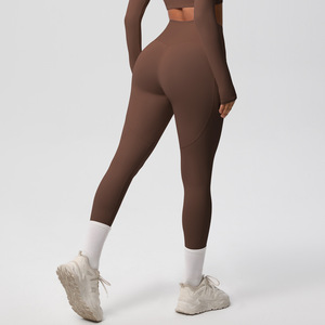 XW-7108 Fitness Popular Custom Logo Nude Fabric Gym Pants High Waist <strong>Slim</strong> <strong>Fit</strong> Side Pockets Design Women Butt Lift Yoga <strong>Leggings</strong>