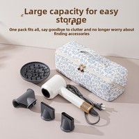 Tas Penyimpanan Pengering Rambut Dyson Motif Leopard Kapasitas Besar Desain Unik Lucu Portabel dengan Pegangan Atas Kantong Resleting PU