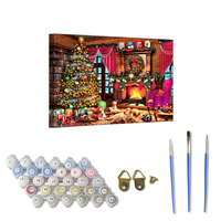 Vente en gros de chaussettes pour chien en forme d'arbre de Noël, kits de peinture par numéros personnalisés DIY, peinture à l'huile pour débutants, 30x40cm encadré