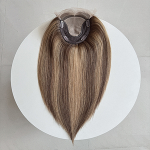ท็อปเปอร์ผมแท้สีน้ำตาลกลางแบบออมเบร  ฐานไหมนุ่ม  ท็อปเปอร์สำหรับสวมใส่ทุกวัน - Product Image 4