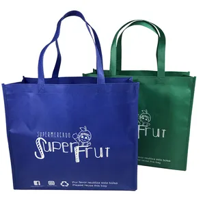 Yeniden çevre dostu sıcak presleme ucuz yüksek kaliteli süpermarket alışveriş çantaları olmayan dokuma çanta ile logo