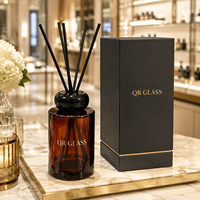 Diffuseur de parfum en verre écologique rond de 120 ml pour la maison, avec couvercle noir