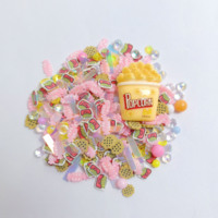 1 BAG de mélange personnalisé de confettis et tranches pour slime, artisanat DIY, résine, pop-corn, bonbons roses, biscuits, argile polymère et décoration d'ongles