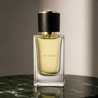 Flacon de parfum carré en verre de luxe personnalisé 30ml 50ml 100ml avec bouchon en bois, flacons de parfum vides à vaporisateur vert dégradé avec boîte