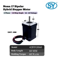 Moteur pas à pas Nema 17, 60 mm, haute précision, 60 N.cm, 2,1 A, 12 V-24 V, 1,8 °   Moteur pas à pas hybride bipolaire CE à 4 fils, pas d'angle de 0,5 mètre