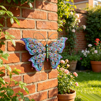 Sculpture murale 3D en fer forgé artisanal, décoration murale en forme de papillon pour la maison, la cour, le balcon