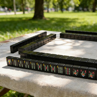 Tuiles de Mahjong Modernes en Acrylique Noir Polies à la Main pour le Divertissement Domestique, Articles de Collection, Mahjong Chinois, Table de Mahjong