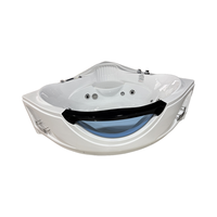Baignoire de massage intérieure moderne en acrylique sur mesure OEM/ODM de 1,5 m, durable, avec système de remous, drain, design d'angle, style européen