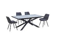 Table à manger moderne et contemporaine, écologique, durable, imperméable, réglable, extensible, en panneau MDF, avec finition céramique, verre et pieds en métal