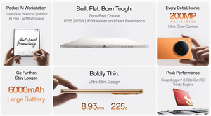 Téléphone <span class=keywords><strong>pliable</strong></span> sans plis OPPO Find N6 version globale 2026, LTE, avec Snapdragon 8 Elite, écran LTPO OLED <span class=keywords><strong>pliable</strong></span> de 8,12 pouces – Meilleures ventes - Product Image 2