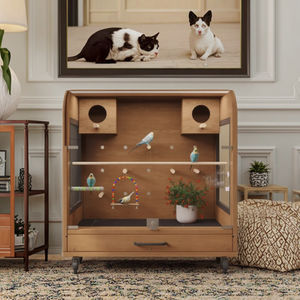 Geniş İç Mekanlı ve Oyun Aksesuarlı Şık Ahşap Kuş Yuvası - Product Image 2