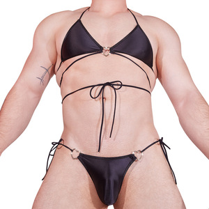 Slip <span class=keywords><strong>Sexy</strong></span> da Uomo, Lingerie da Gentiluomo, Costume Cosplay con Bretelle, Biancheria Intima e Reggiseno con Lacci, Set da 2 Pezzi - Product Image 6