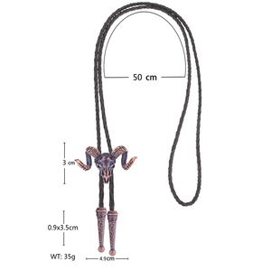 Collier pendentif en métal en forme de tête de chèvre de marque de mode, <span class=keywords><strong>cravate</strong></span> bolo en cuir argenté personnalisée style western <span class=keywords><strong>cowboy</strong></span> - Product Image 4