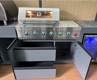 Ensemble de cuisine extérieure de haute qualité Grills en acier inoxydable Évier et armoires de réfrigérateur et pavillon en aluminium personnalisé