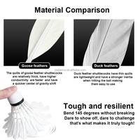 Volants de badminton durables en gros, logo personnalisé, avec plumes d'oie et liège naturel, volants de compétition professionnels