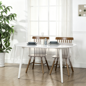 <strong>Round</strong> Modern Woven Vinyl Waterproof Clear Pattern Home Use <strong>Table</strong> Cover <strong>Protector</strong> with Customizable Size - Product Image 2