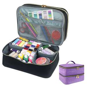 Large Sewing Supplies Organizer Double Layer Sewing Storage Organizer with Two Detachable Dividers - Product Image 5
