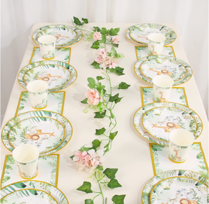 <span class=keywords><strong>Jungle</strong></span> Safari thème fête ensemble de vaisselle assiettes en papier jetables serviettes et tasses pour enfants anniversaire bébé douche fête fournitures - Product Image 3
