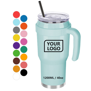 Vente en gros 40oz flacons isolés en acier inoxydable à double paroi gobelet sous vide avec poignée et paille - Product Image 2