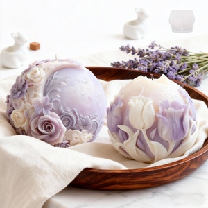 Molde de silicona con aroma a flor de luna morada, molde DIY 3D de flor de luna esférica para difusor, molde de silicona para hornear pasteles - Product Image 1
