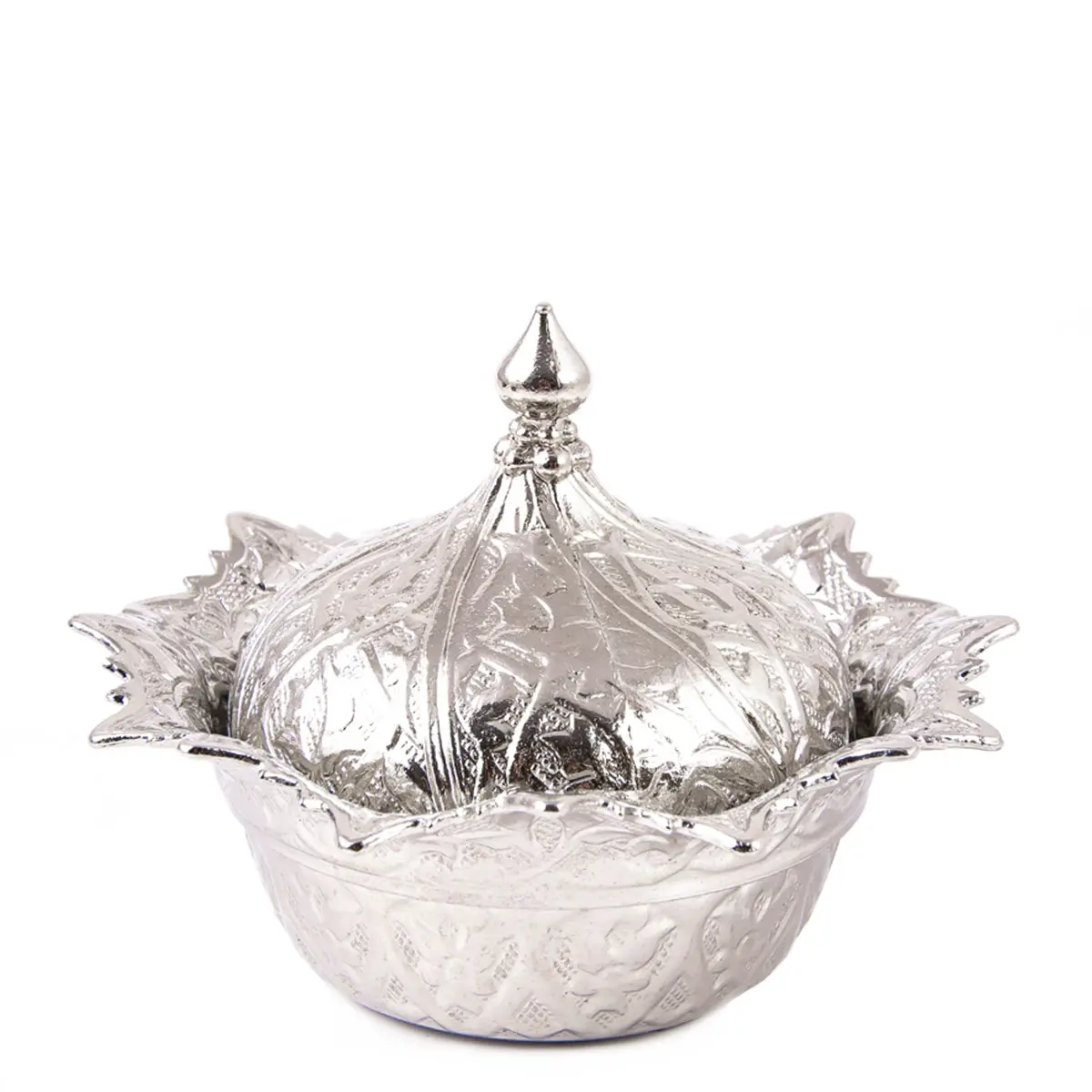 Ottoman Được Thiết Kế Màu Bạc Bao Phủ Trà Cà Phê Đường Thổ Nhĩ Kỳ Delight Pot