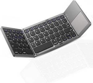 CE FCC RoHs Rechargeable <b>Bluetooth</b> Folding <b>Keyboard</b> with Touchpad Portable Slim Wireless Foldable <b>Keyboard</b> for Laptop Tablet - Product Image 1