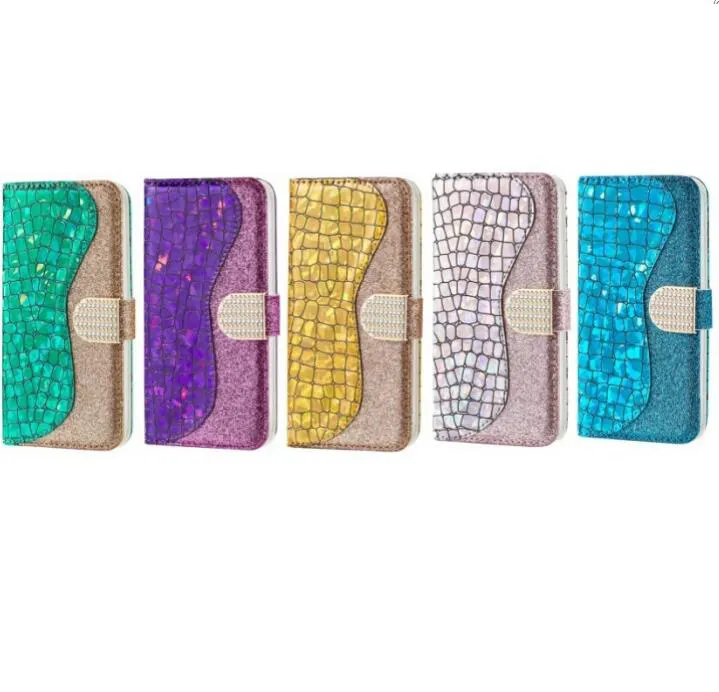 Bling Snake Wallet custodia in pelle Flip Cover Croco Pouch Bag per IPhone 12 Pro Max 12 Mini