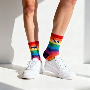 Của Phụ Nữ Tùy Chỉnh Cotton Thoáng Khí Nén Vớ Dùng Một Lần Hàng Ngày Mùa Đông Túi Leopard Kỹ Thuật Số Cơ Thể Cầu Vồng Dưới Dệt Kim - Product Image 1