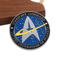 Moneda de Metal Personalizada con Diseño de Estrella de la Flota 3D en Esmalte Plateado, Moneda Conmemorativa de la Federación Unida de Planetas, Moneda de Recuerdo