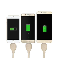 Populer gadget terdegradasi elektronik kabel Promosi 3 in 1 bentuk persegi panjang jerami gandum Gantungan Kunci Usb pengisian kabel Hadiah