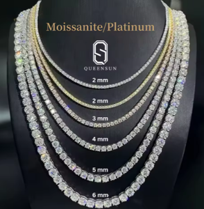 Collana Tennis Choker in Oro 10k 14k e Platino con Diamanti Sintetici - Gioiello con Catena a Stazione Completa con Zirconi Cubici Taglio Rotondo per Donna Regalo - Product Image 5