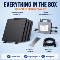 Panneau solaire bifacial flexible à double vitrage 800W ultra-mince portable étanche avec micro-onduleur, installation facile pour balcon