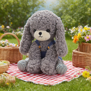 Peluche a forma di cane <span class=keywords><strong>barboncino</strong></span> grigio con tuta, regalo di compleanno per bambini, decorazione per la casa, antistress, in cotone PP, morbido animale di peluche - Product Image 1