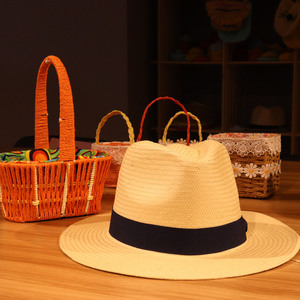 Tresse Fedora <span class=keywords><strong>Jazz</strong></span> chapeau chapeaux de paille en gros papier Logo personnalisé papier plage d'été emballage personnalisé unisexe adultes uni rayé - Product Image 2