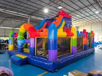 Vente flash : petit château gonflable pour enfants, jeu gonflable, maison de fête, combo saut et glisse, extérieur
