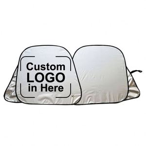 แผ่นบังแดดหน้ารถยนต์แบบพับได้ 2 ชิ้น ยี่ห้อ Jx Custom Printing ผลิตจากโพลีเอสเตอร์ ป้องกันรังสียูวี พร้อมโลโก้ - Product Image 1