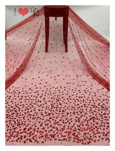 Vải ren pha lê cao cấp dùng cho áo cưới, đính đá thủ công, vải lưới ren pha lê trắng - Product Image 4